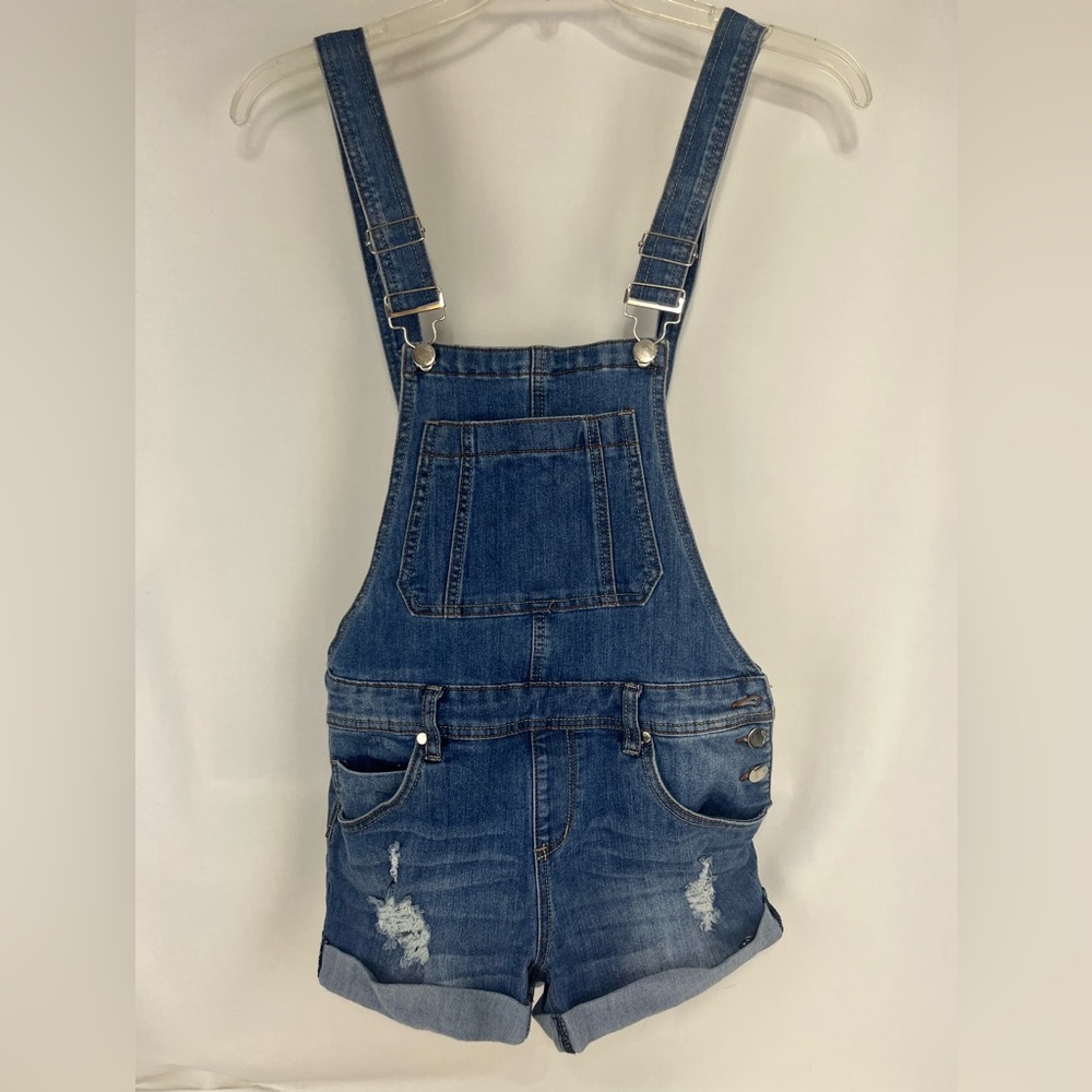 Dollhouse Shortalls Women Juniors 9 Denim Bib Overall Jean Shorts